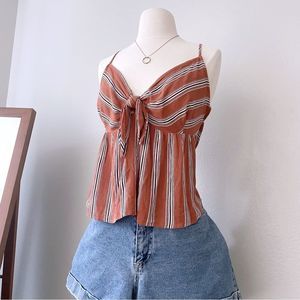 Babydoll Striped Burnt Orange Tank